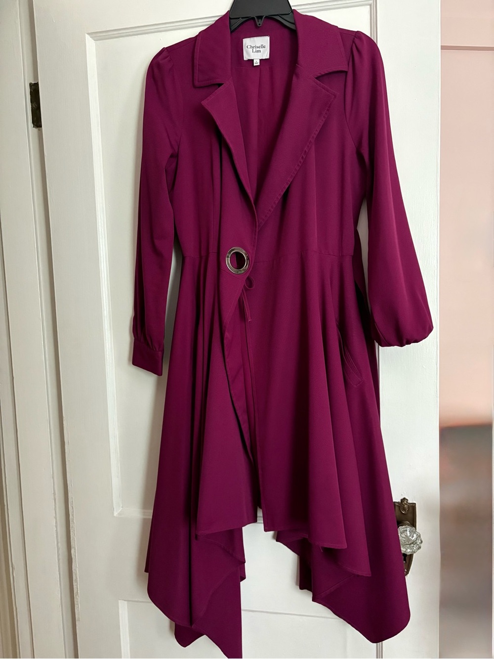 Chriselle Lim Magenta Asymmetric Wren Trench Wrap Dress